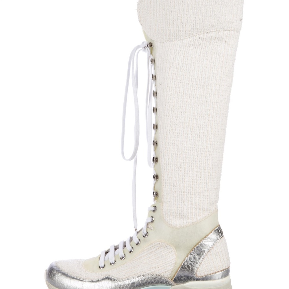 CHANEL 2014 Runway Tweed Sneaker Boots
